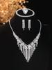 European Style Diamond-Inlaid Evening Necklace & Jewelry Set for Brides