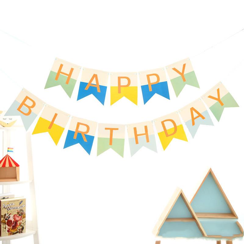 Birthday Party Decoration Bronzing Dovetail Flag Happy Birthday Birthday Flag Banner Bunting Custom