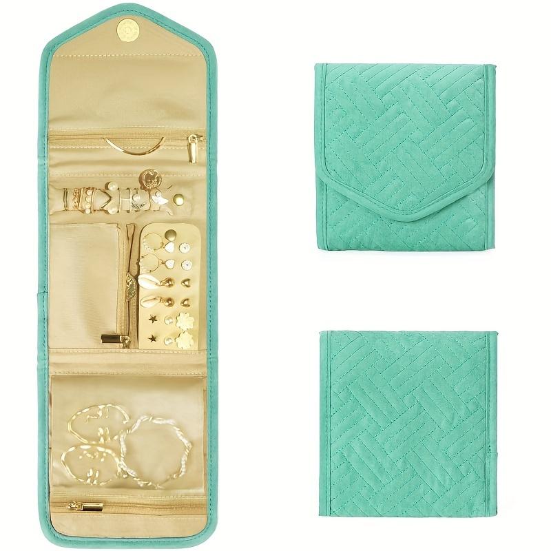 

1 шт. Сумка для украшений, косметичка, складной рулон украшений, водонепроницаемая сумка для хранения украшений, дорожный портативный органайзер для украшений, дорожный M циан