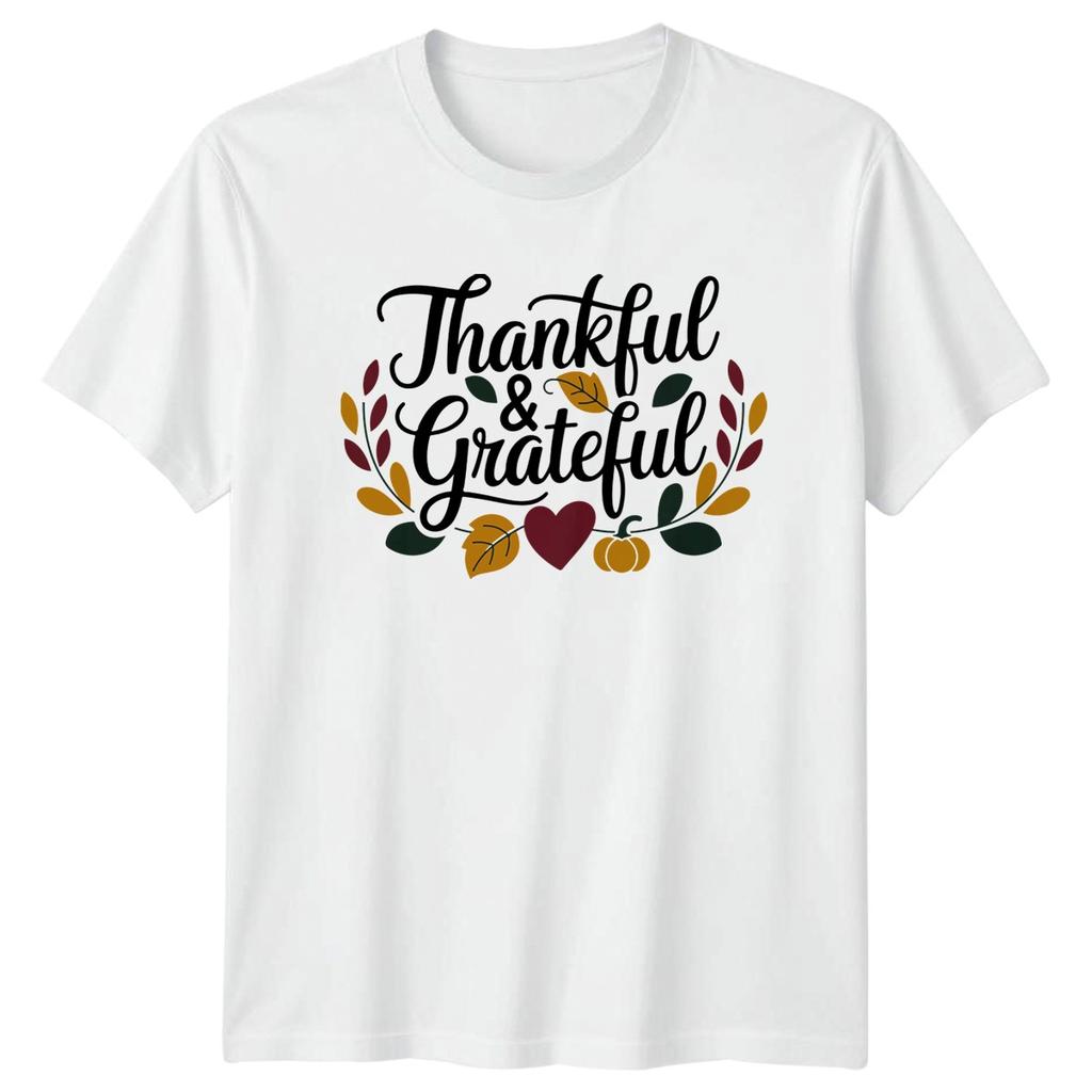 Thankful And Grateful TShirt Autumn Harvest Thanksgiving Gift For Him And Her