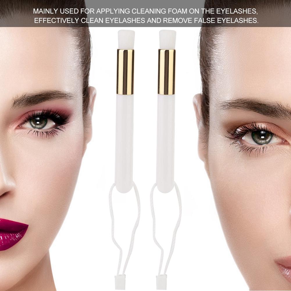 2pcs Eyelash Cleaning Brush Soft Hair False Eyelash Extension Cleansing Brush (White)