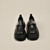 Fashion Sponge Cake Thick Soled Women's Small Leather Shoes New 2024 Spring Black Thick Heel Retro British Style Loafers Single Shoes