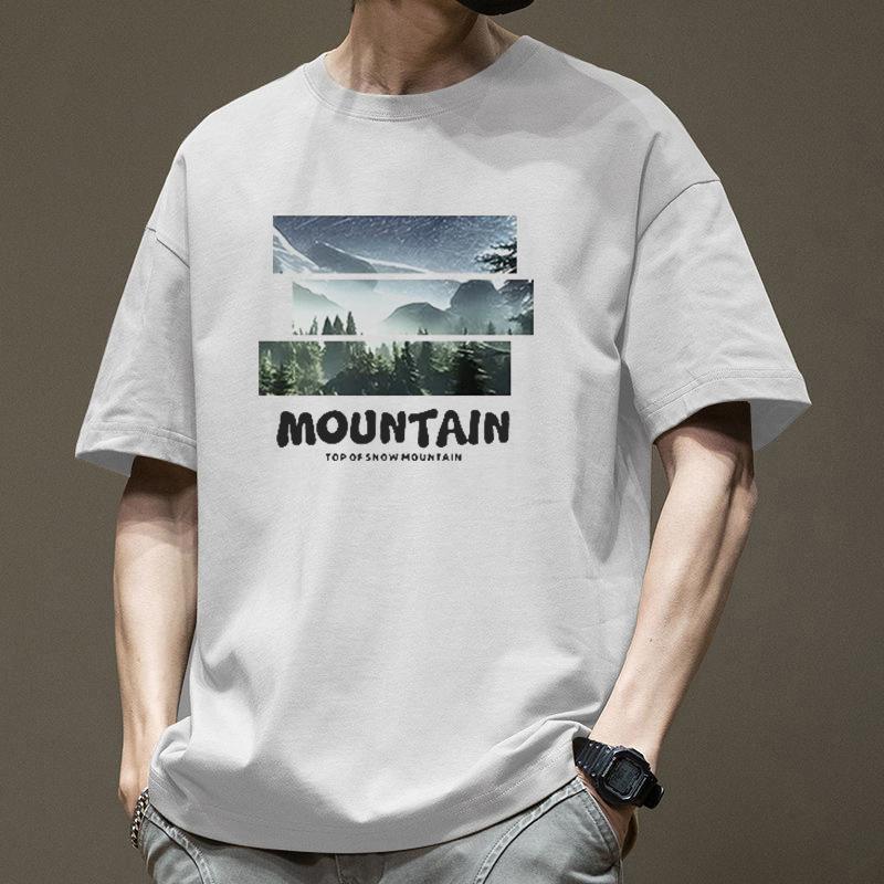 Short Sleeved T-shirt for Men In Summer Thin Style Trendy Brand Loose Round Neck Pure Cotton Base Shirt Printed T-shirt Top