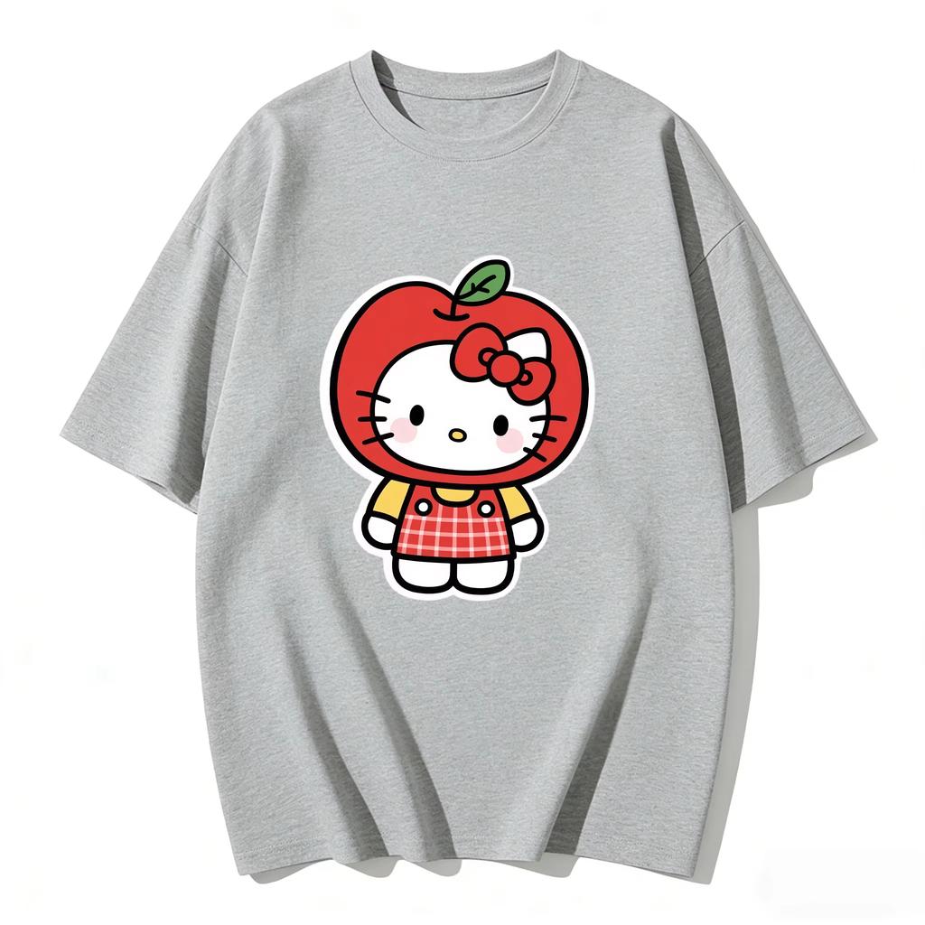 2026 new Summer HelloKitty Cute Graphic Tee Casual Short Sleeve Cotton Top for Women Girls Kawaii Cartoon Print Streetwear