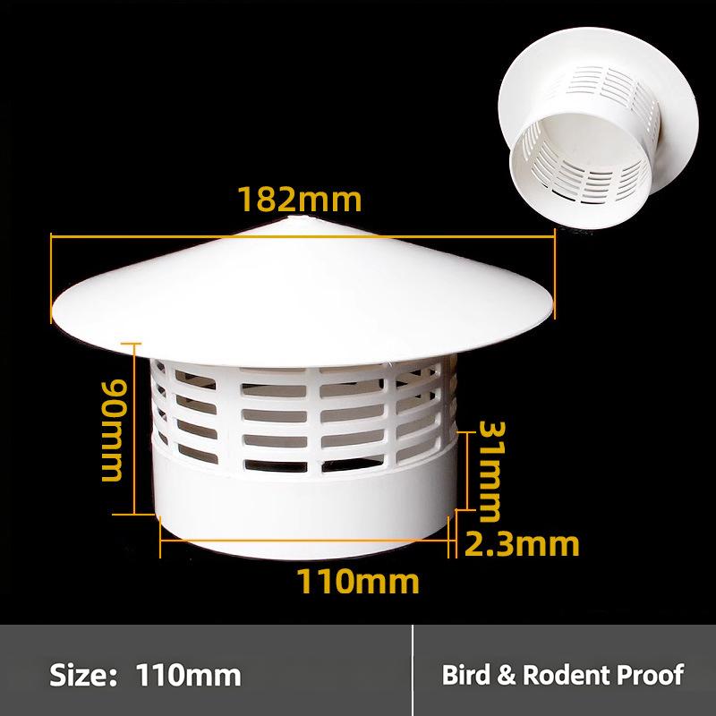 Pvc Roof Ventilation Grille Rain Cap Round Hood For 75-250Mm Pipe Vents Chimney Outlet Weather Protection