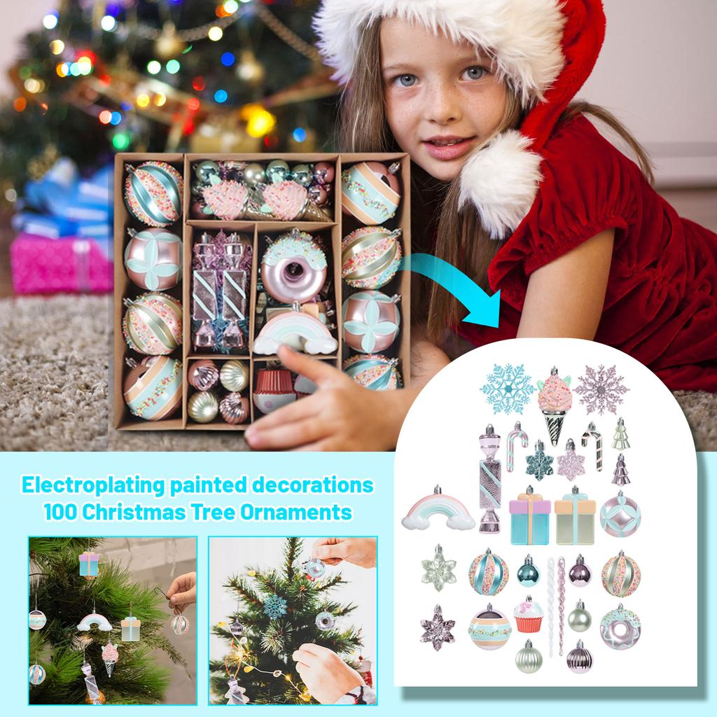 100PCS Christmas Ornaments Ball Decorations - Dessert Pendant Tree Candy Set For Wedding Decoration Holiday Birthday Party