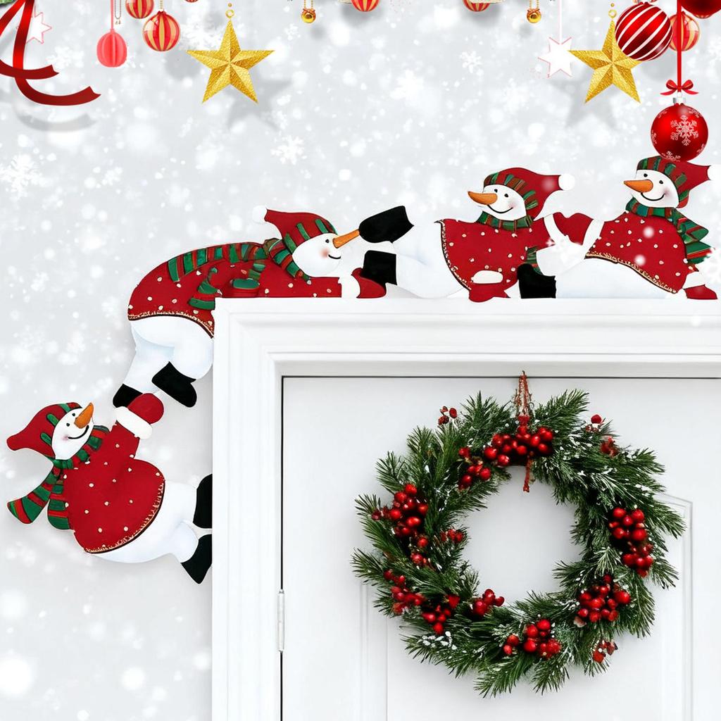 Christmas Door Frame Decoration Double-Sided Wall Sculpture Christmas Door Topper Decoration for Bedroom Living Room Mantel