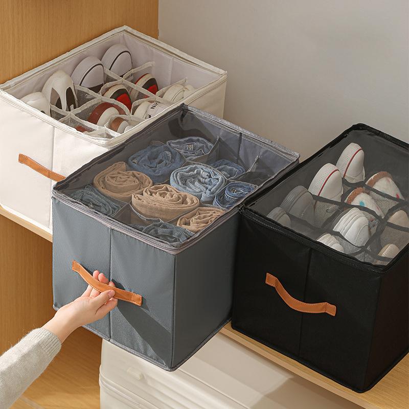 1Pc Foldable Oxford Fabric Shoe Organizer With Lid Dustproof Storage Box For Shoes Clothes Accessories Home Organization