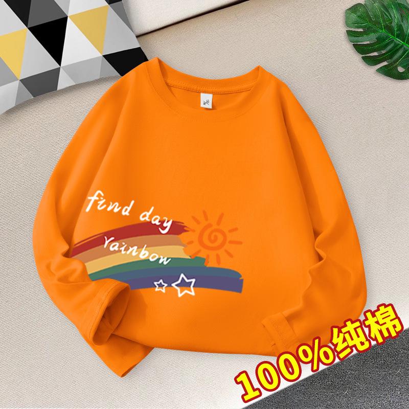 Children's Cotton Autumn Long-Sleeve Round Neck Top - Trendy Loose Fit Korean Style T-Shirt for Boys