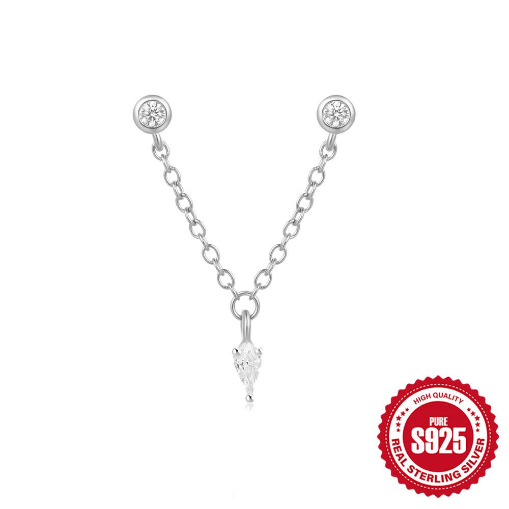 

Стильные и простые серьги-цепочки с бахромой в форме сердца из стерлингового серебра S925, инкрустированные бриллиантами, серьги-пусеты, серьги-подвески для женщин 925 Silver