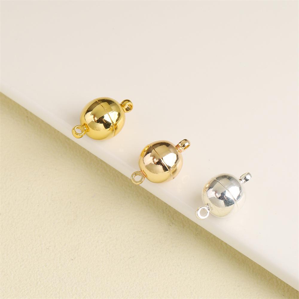 14k Gold-Filled Magnetic Ball Clasp for DIY Jewelry: Round Closure for Bracelets, Necklaces, and Hand Chains