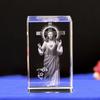 3D  Crystal Cube Christian Jesus Cross Figurine Home Decor Virgin Mary Laser Engrave Crystal Religious Gifts for Women's Birth