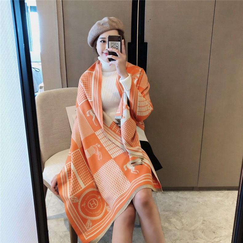 Korean-Style Houndstooth Faux Cashmere Scarf Shawl for Women - Thickened Double-Sided Winter Neck Warmer