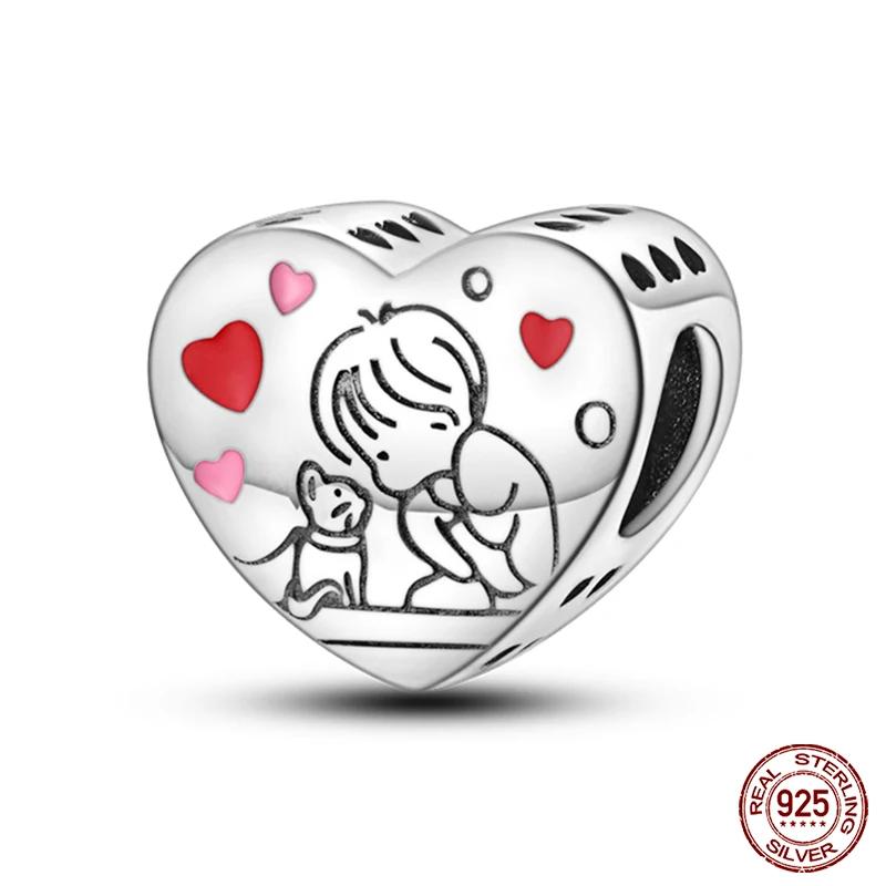 S100% Copper Heart Shaped Warm Family Charm Beads Fit Pan Original Bracelets Fine Diy Jewelry Gifts