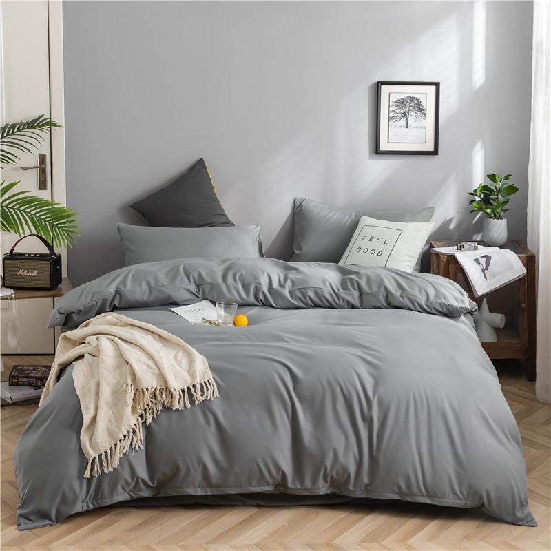 100% Cotton Bedding Set 3Pcs,Duvet Cover,Skin Friendly Breathable,2 Pillowcases,Twin Full Single Double Size,Solid Color