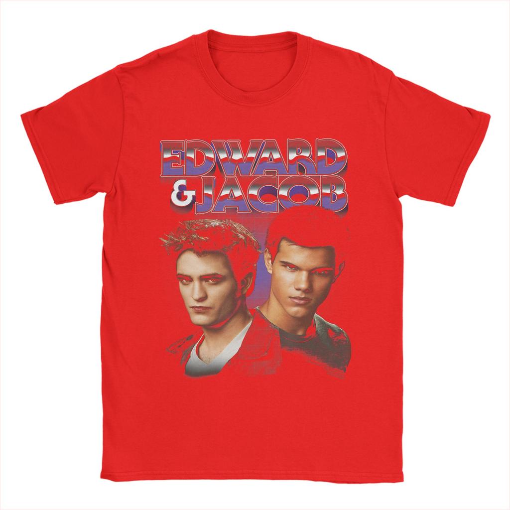 Twilight Edward Jacob Purple Chrome Text Portrait Movie TShirt Summer T Shirts Cotton Clothing Short Sleeve YK Tops