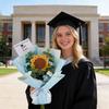 Woven Flower Bouquet Handmade Crochet Graduation Bouquet with Doll Artificial Sunflower Puff Flowers 2026 Grad Party Gifts