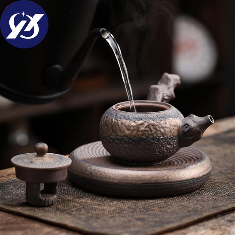 Ceramic Antique Dead Wood Side Handle Teapot Portable Kettle Handmade Tea Pot Tea Cup Drinkware Kung Fu Tea Set