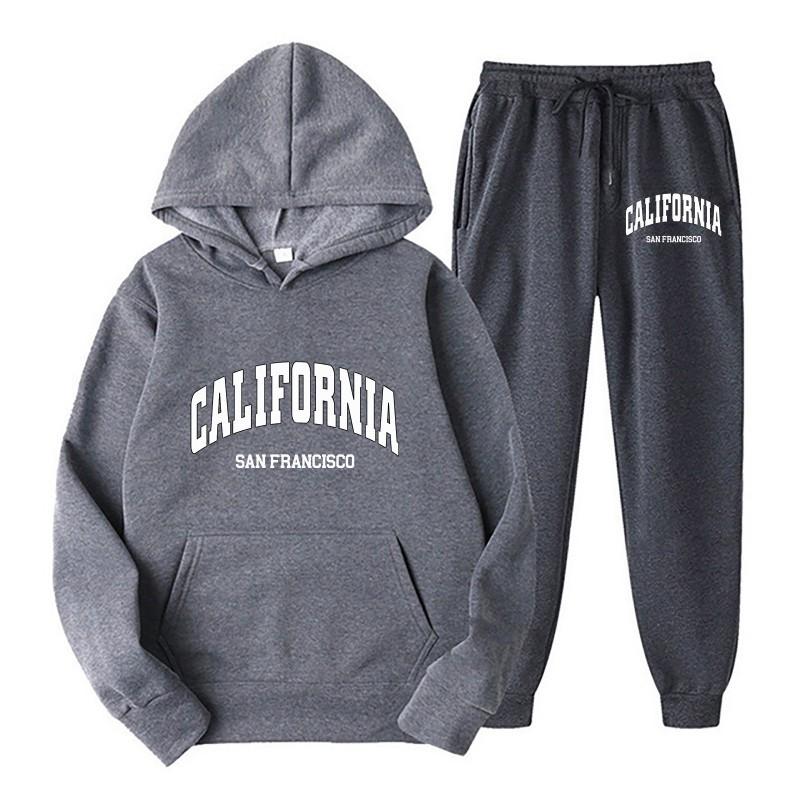 Unisex Oversized Hoodie Jogger Set Men Women Casual Sportswear Cotton Blend Warm Fleece Lined