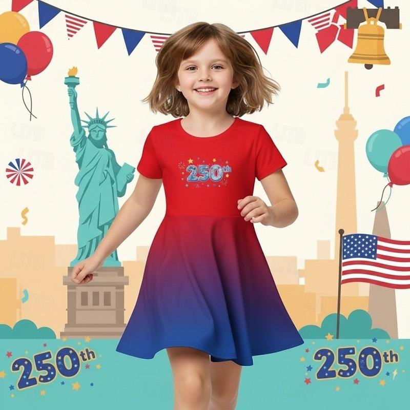 Girls' Princess Dress with Short Sleeves & Oversized - Lightweight Spring Summer Dress Suitable for Birthdays,