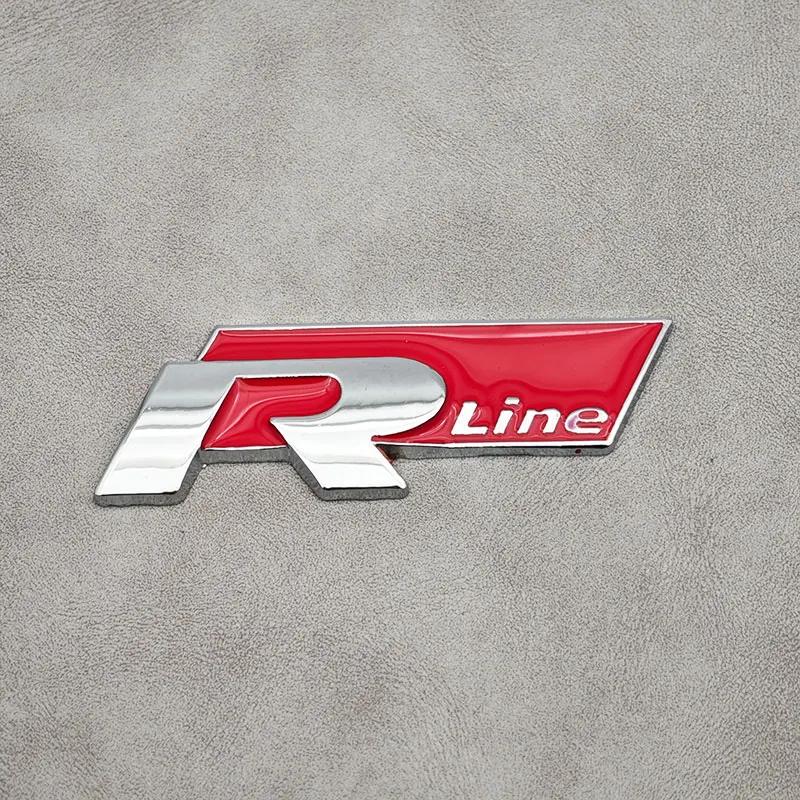 ASRHP1 3D Metal R Line R Logo Front Grill Emblem Car Rear Trunk Sticker For Volkswagen VW R Line Golf 4 5 6 7 Touran Polo Accessories