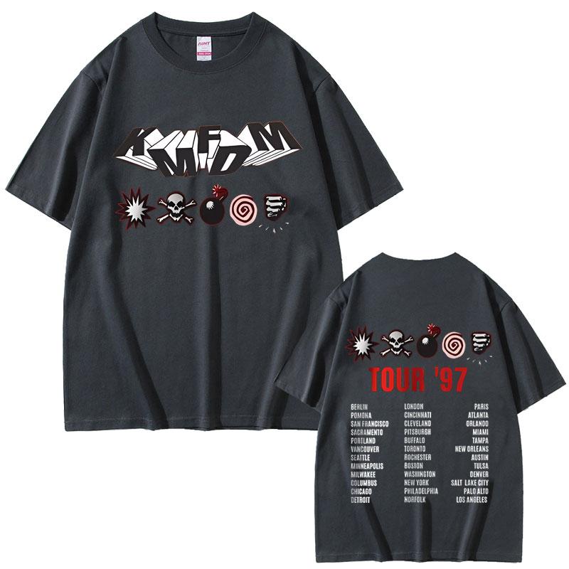 Rock Band Kmfdm Tour 97 Graphic T Shirts Unisex Women Vintage Gothic Punk Tshirt Unsiex Pure Cotton Casual Oversized Short Sleeve