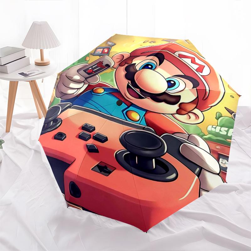 

1pc Super Mario Gaming Adventure Automatic Open/CloseCartoon Practical Umbrella-CuteUmbrella with Cute Design, Portable 3-Fold Compact Umbrella for Me