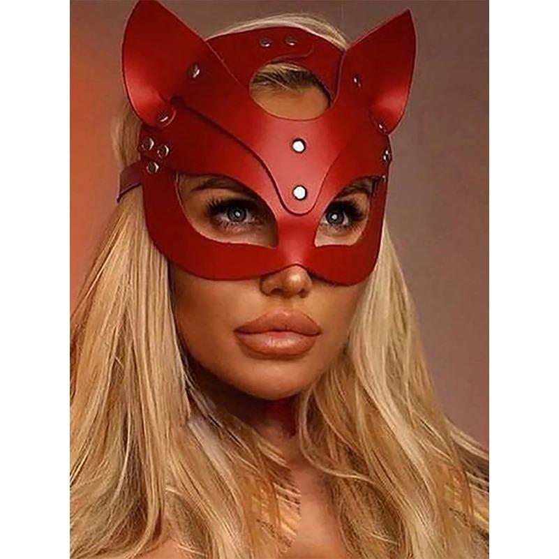 Masque en Cuir Exotique pour Femmes Demi-Visage Chat Renard Sexy Masques Cosplay Adulte BDSM Jeux Sexuels Jouet Goth Punk Fête Bar Accessoires de Costume