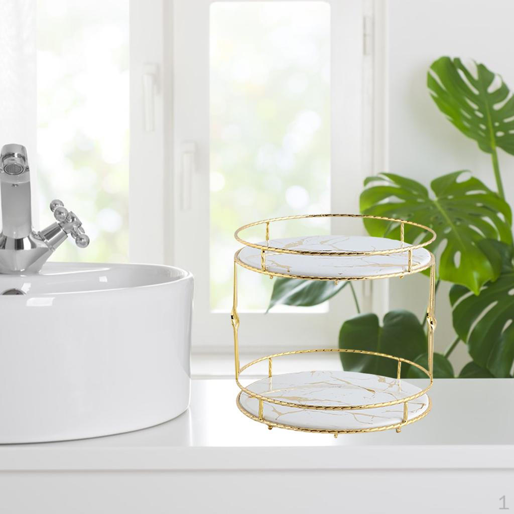 

Storage Rack Double Cosmetics Organizer Dresser Bedroom Countertop Decoration White