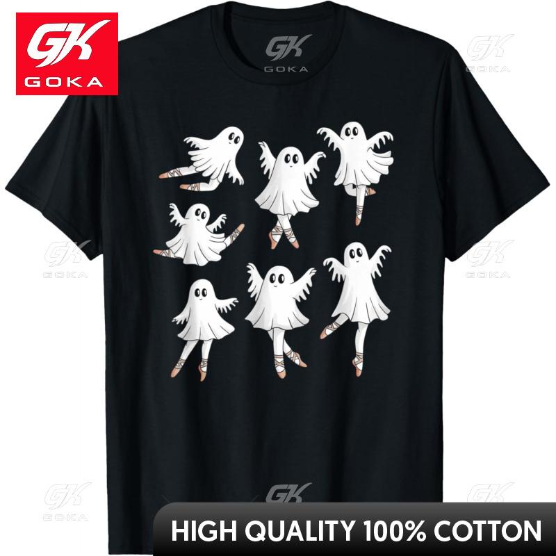 Dancing Ghost Halloween Womens Horror Tshirt Cute Funny Vintage Graphic T Shirts S