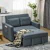 Loveseat Sofa Bed, Convertible Bed Settee with 2 Pillows, Side Pockets, Charcoal Grey