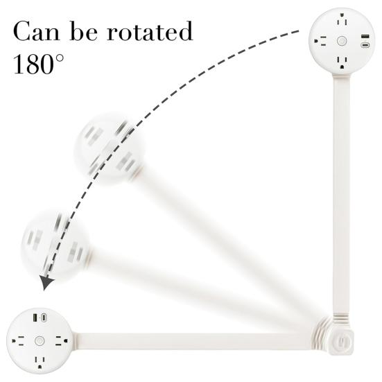 Electrical Outlet Extender with USB Ports Overcurrent Protection Compact Design 180-Degree Rotating Power Socket Outlet Extender