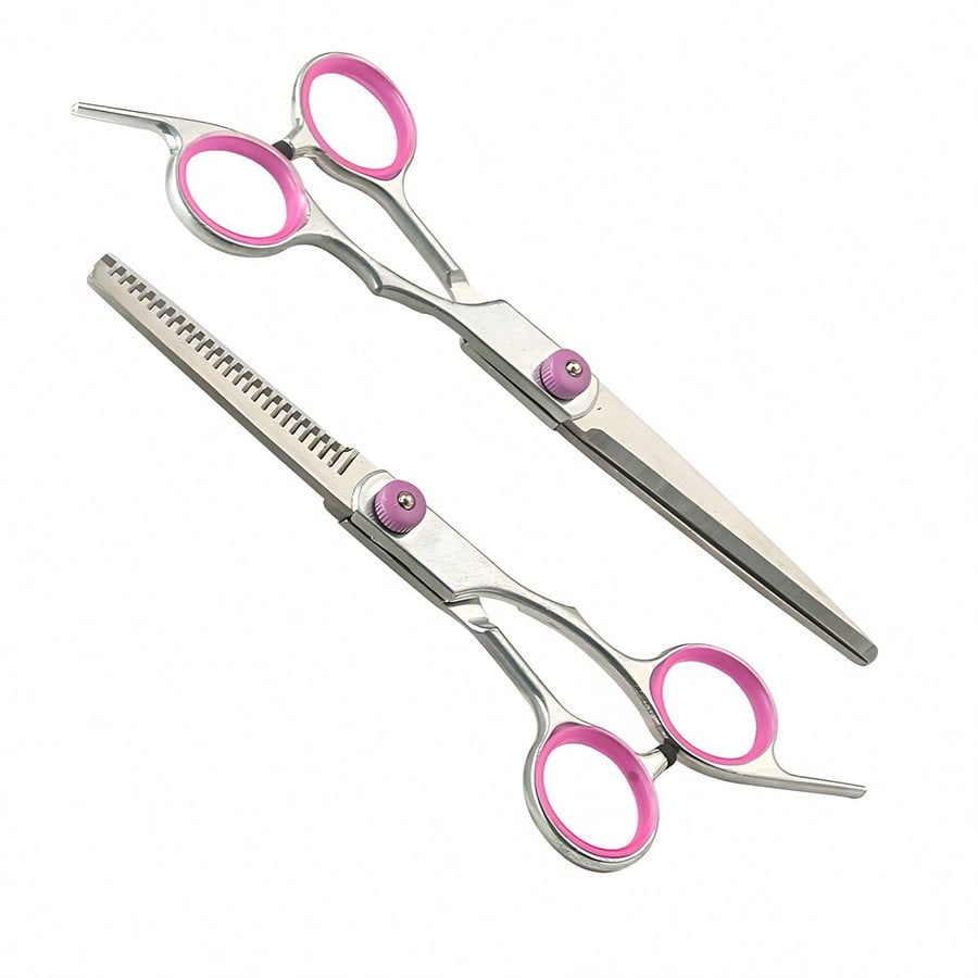 1pcs Professional Hair Cutting Scissor, Stainless Steel Home Hairdressing Scissors, Pink, Hairstyling Tools, Salon Beauty Travel Essentials
