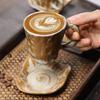 Vintage Ceramic Tea Cup Set with Saucer And Handle Espresso Mug for Latte Cafe Macchiato Unique Gift for Men And Women