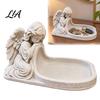 Modern Artistic Storage Tray Angel Figurine Key Tray, Faux Stone Catchall Decorative Small for Jewelry Rings Desktop Dish Entryway Table Home