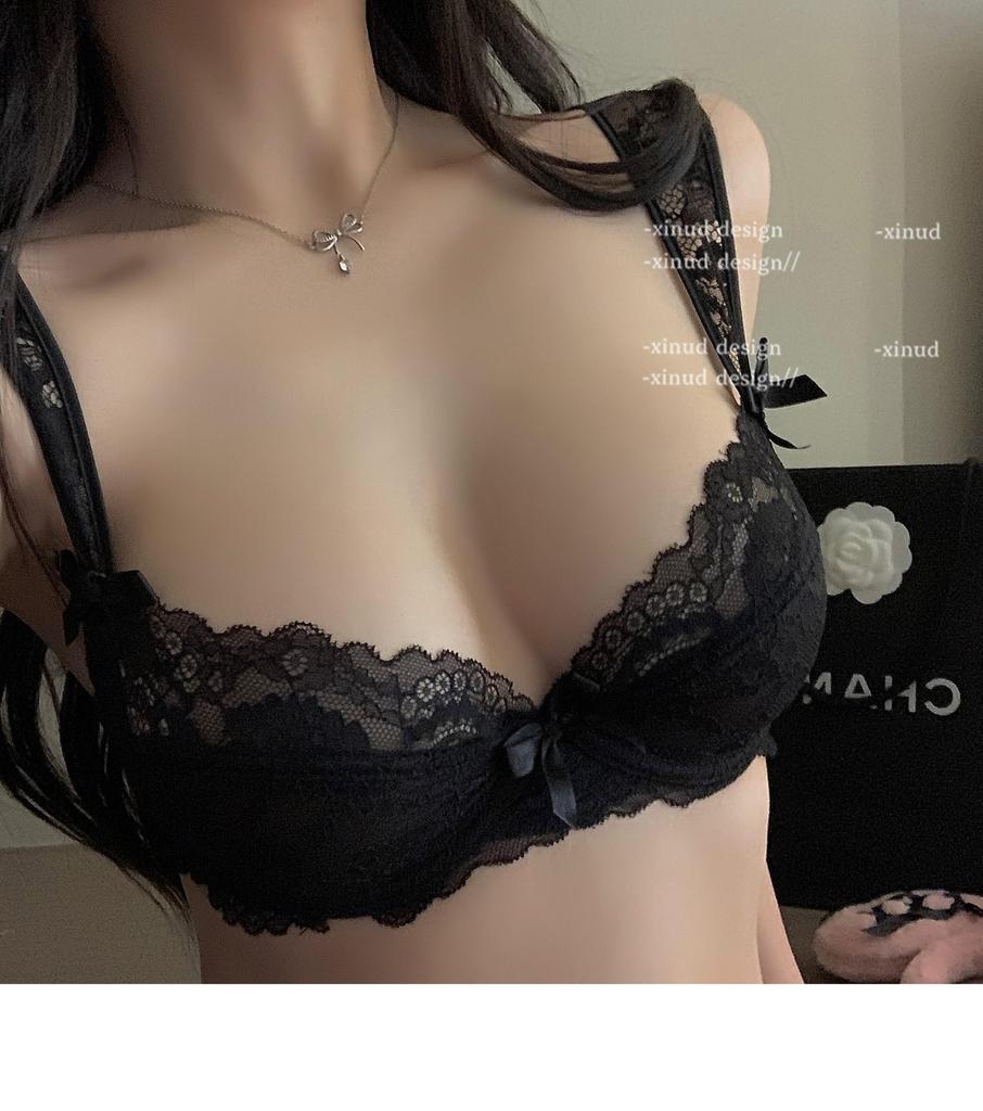 Ladies Summer Ultra Thin Sexy Lace Gathers Big Bosom Show Small Comfortable Breathable Underwear