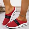 2025 New Women's Wedge Slippers Fly-woven Half-pack Breathable Slippers Foreign Trade Casual Fly-woven Air Cushion Slippers