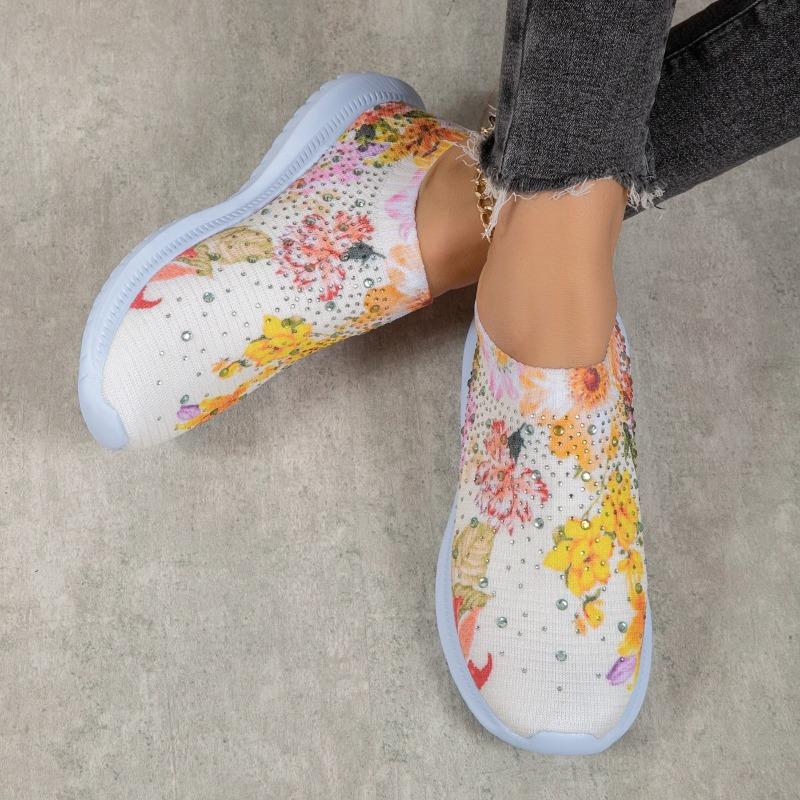 fashion 2024 Women's New Soft Printed Flat Shoes Autumn Breathable Thick-Soled Sports Shoes Women's Chinese Style Flower Casual Shoes