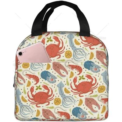 Borsa per il Pranzo Animale Marino Granchio Gambero Gamberetti per Donne Uomini Contenitore Lunch Box Termico con Tasca Borse Tote per Lavoro Viaggio