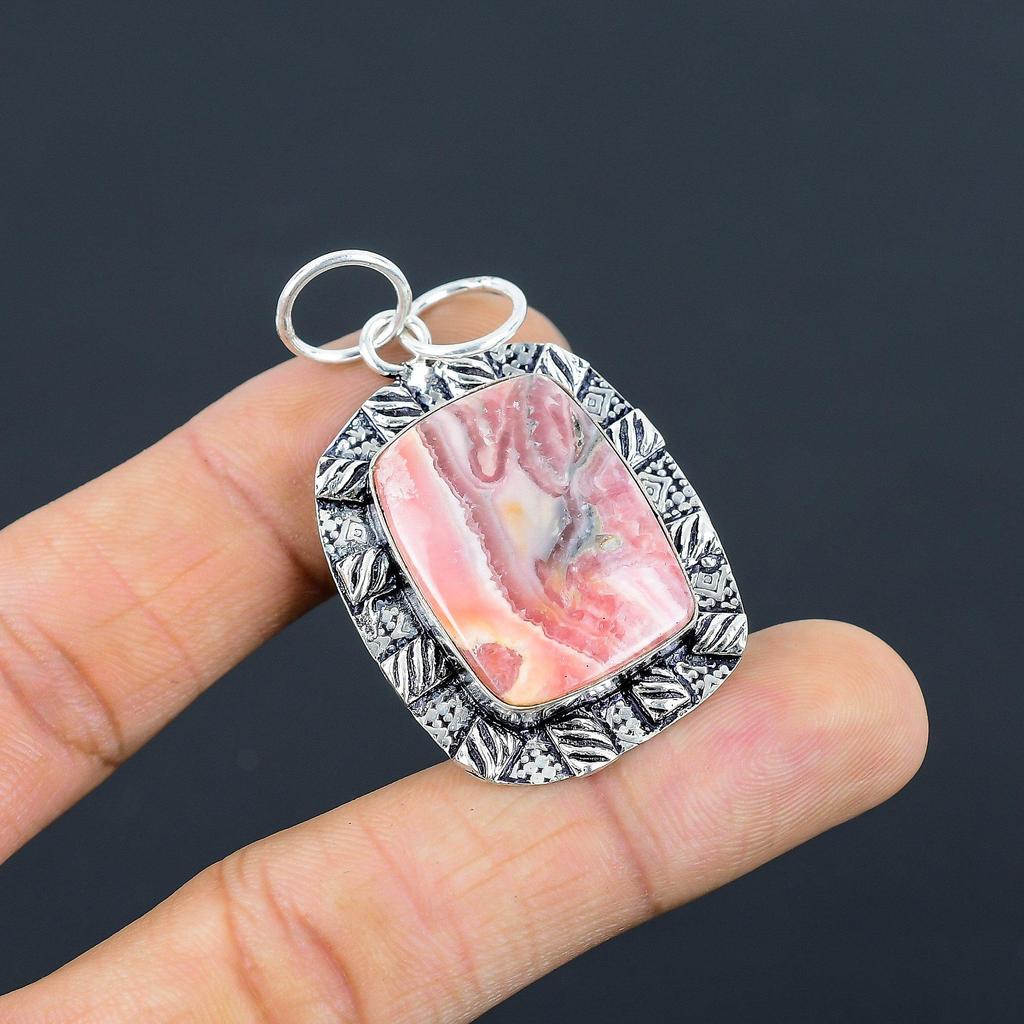 Birthday Gift For Her Natural Rhodochrosite Gemstone Pendant 925 Sterling Silver