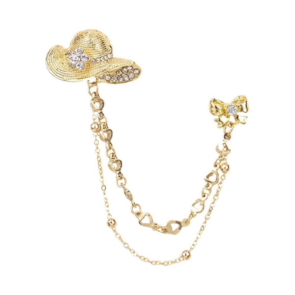

Zinc Zinc Alloy Tassel Pendant Brooch Clothes Accessories Double Chain Brooch Clothes Decoration золотой