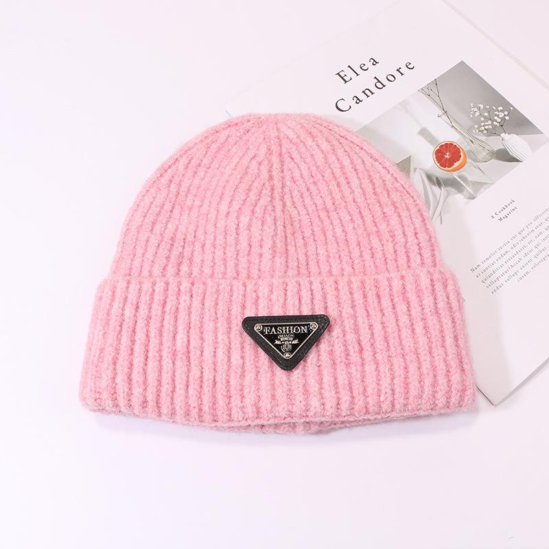 Woolen Hats for Women Triangle Marked Warm Knitted Hats for Couples  Pullover Hats Anti Cold Hats for Men  Autumn and Winter.