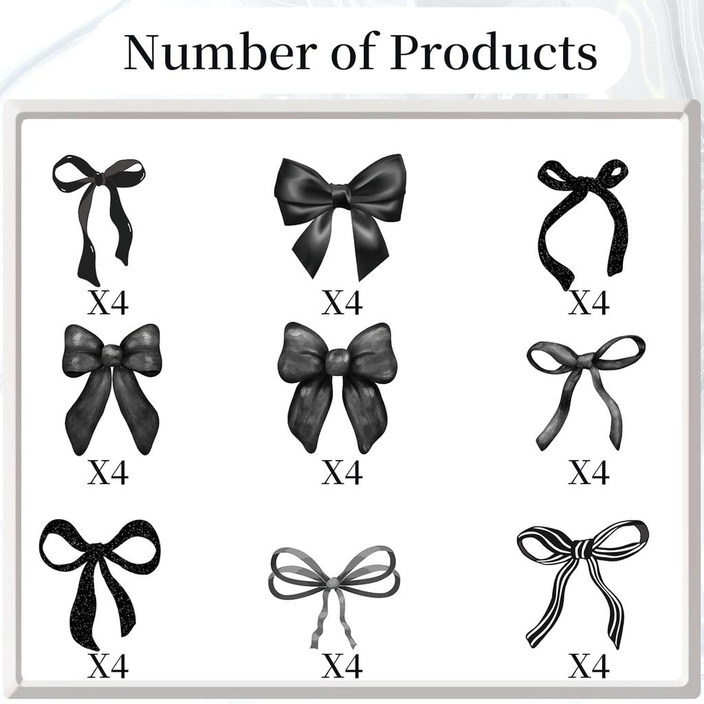 Coquete Birthday Party Decorations - 36PCS Black Bow Cupcake Toppers Decoration Bow Party Baby Shower Decor Supplies Bow Theme Bridal Shower