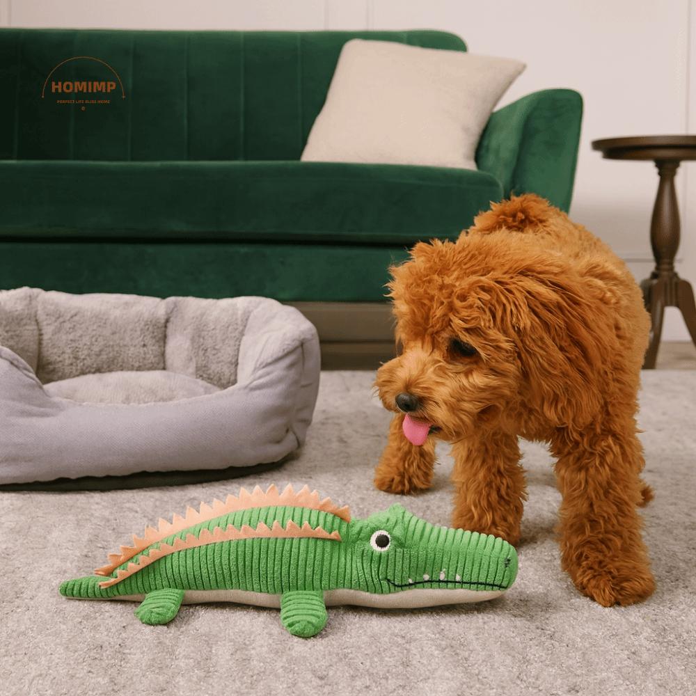 Cute Bite Resistant Dog Chew Toy Animal Shape Soft Plush Squeaky Toy Cartoon Stuffed Toy Pet Crocodile Toy Play Interactive