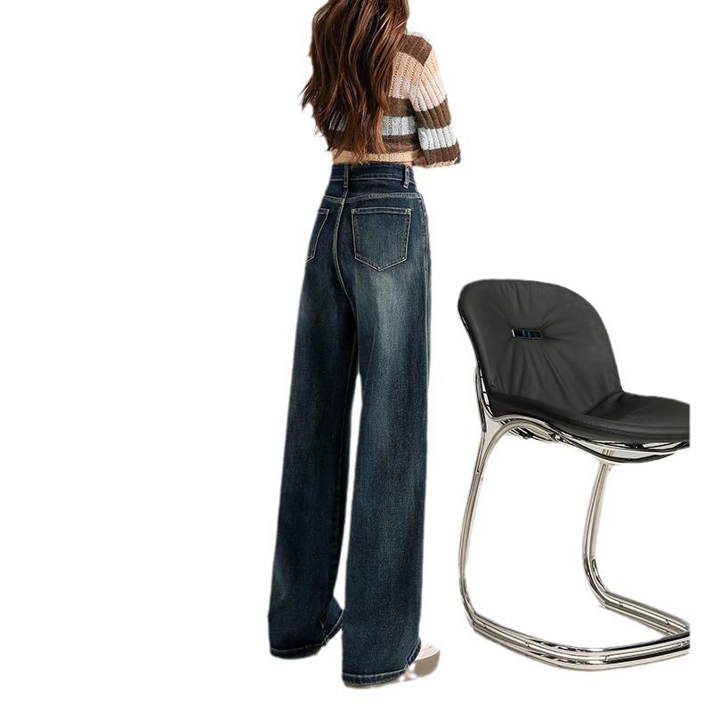 Straight Trousers for Women Spring Loose Narrow Version Wide-leg Jeans for Women Spring High Waist Denim Wide-leg Trousers for Women