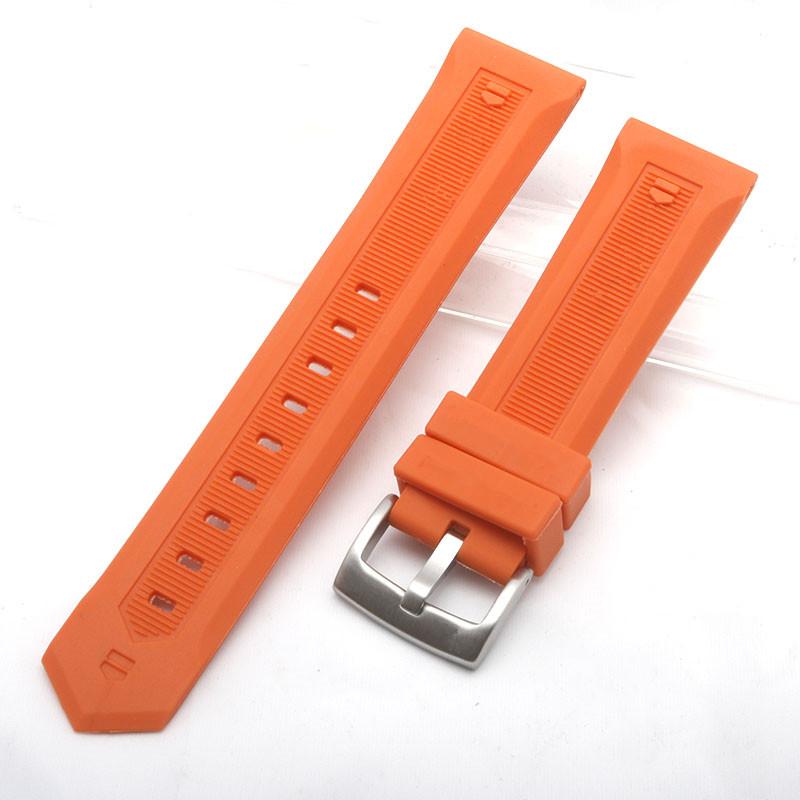 

New Silicone Rubber Watch Band 22mm Blue Red Orange Soft Pin Buckle Strap Fit for TAG Heuer Aquaracer Carrera - Waterproof Logo 22mm&Black buckle помаранчевий