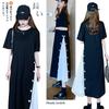 Tiernyueth Short Sleeve Long Dress with Side Long Plus Midi Perfect for Dress, Buttons, Pleats, T-Shirt, Contrast, Cute, Adult, A-Line Dress, Casual,