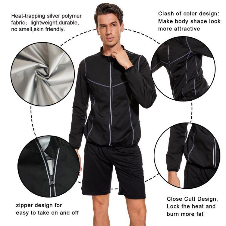 Sweat Jacket Men Weight Loss Sportwear Fitness Slimming Running Outfit Fat Burning Workout