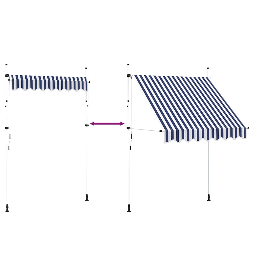 Manual Retractable Awning 200 Cm Blue White Striped