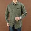 Men's Casual Loose Long-sleeved Shirt Spring and Autumn Plus Size Cotton Solid Color Young and Middle-aged Shirt